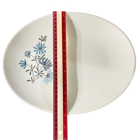 Edwin Knowles Evening Song Oval Serving Platter Vintage Blue Florals 12 5/8” MCM - Picture 6 of 7